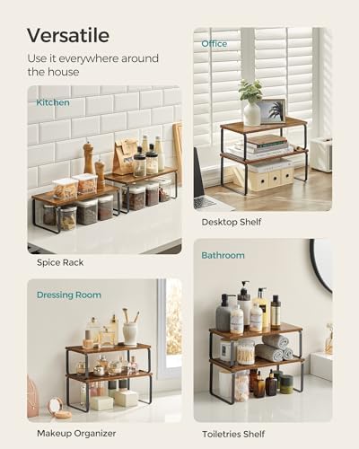 SONGMICS Cabinet Organizer Shelf, Set of 2 Spice Rack, Kitchen Storage - Image 3
