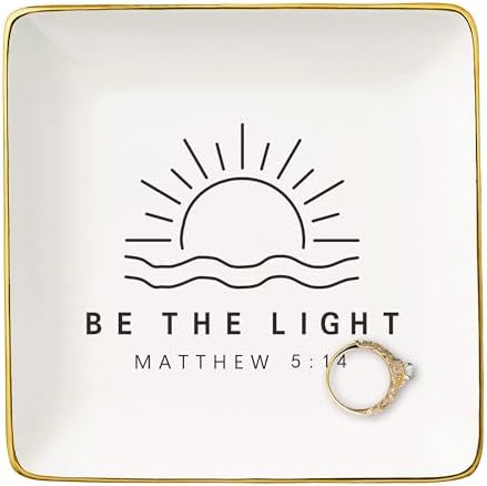 Affirmation Positive Birthday Christmas Gift for Woman-Be The Light,Inspirational Christian Scripture Religious Bible Verse Reminder Gift for Women,Encouragement Jewelry Tray Trinket Holder Ring Dish by NZY