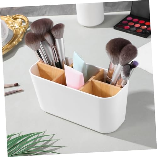 UKCOCO White Bamboo Desk Organizer with Multicompartment Design for Office - Image 7