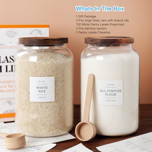 CZSZYGHBAO 2 PCS Large Glass Jar with Airtight Lid, Glass Food Storage Jars for Tea,Spice,Cereal, Egg,Flour,Coffee and More(1 gallon/4000 ml) - Image 5