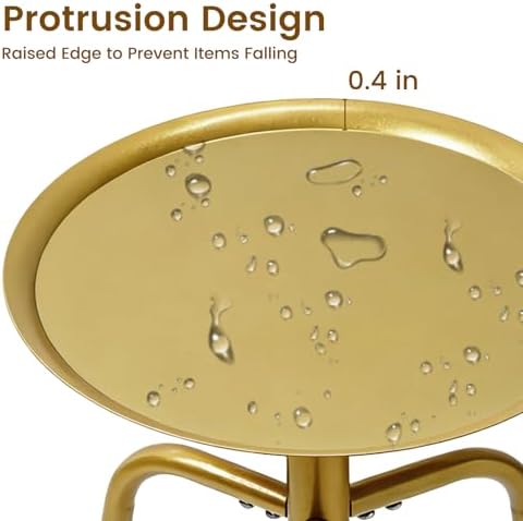 Plant Stand Indoor Outdoor, 11'' Round Gold Corner Single Plant Table, 3-Leg Small Metal Plant Holders Flower Pot Stand, Modern Corner Round Small Side End Table with Raised Design - Image 3