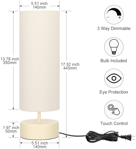 Touch Control Table Lamp, 3 Way Dimmable Bedside Lamp, Modern Desk Lamp - Image 2