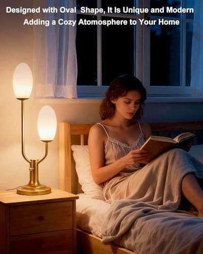 Lightdot Mid Century Modern Table Lamp Vintage Gold Dimmable Plug in - Image 2