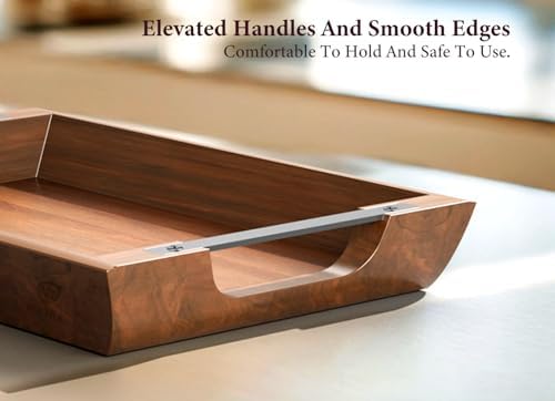 Acacia Wood Serving Tray, 15×10in Tray for Ottoman, Space-Saving - Image 2