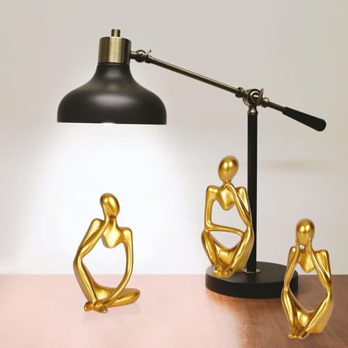 Sandstone Resin Thinker Statue Style Abstract Sculpture, Gold, 3pcs - Image 3