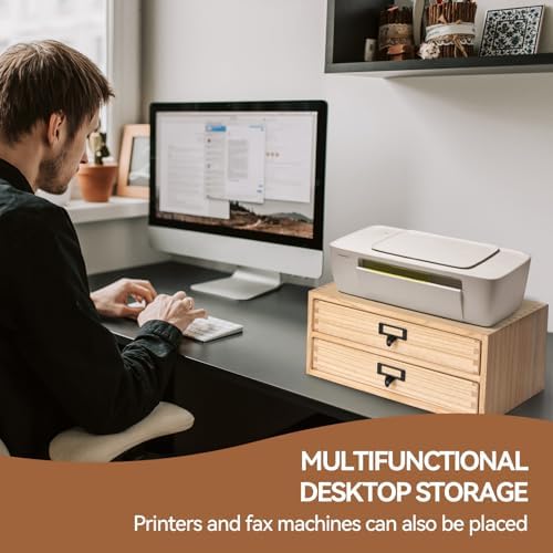 KIRIGEN Solid Wood Desk Organizer with 2 Drawers, Desktop Storage, Natural - Image 6
