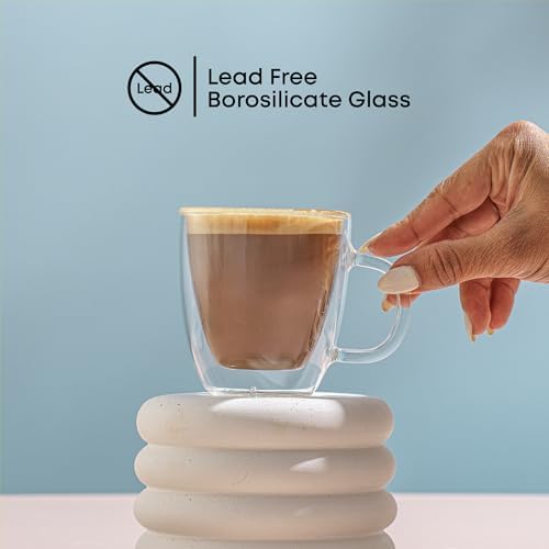 JoyJolt Savor Double Wall Insulated Glasses Espresso Mugs (Set of 2) - 5.4-Ounces - Image 5