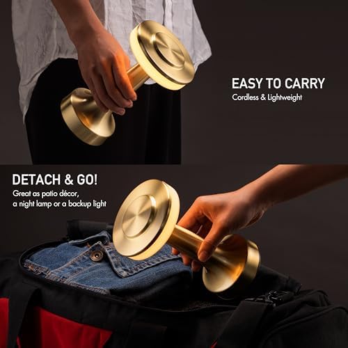 O'Bright Dome Cordless Rechargeable LED Mushroom Table Lamp, Gold - Image 2