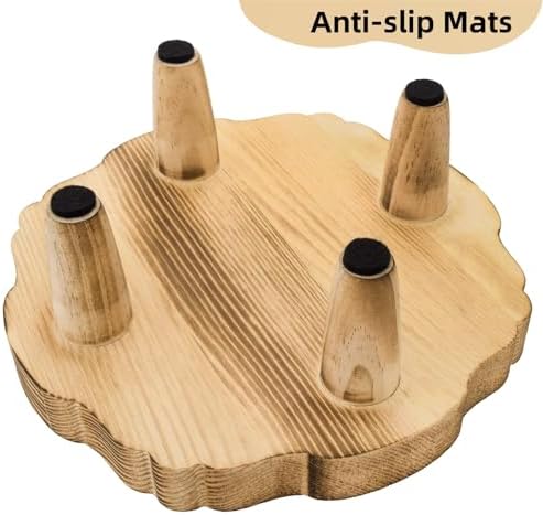 Covzoe 2 Pack Mini Wood Pedestal Stand, 8.5 Inch Small Plant Risers - Image 3
