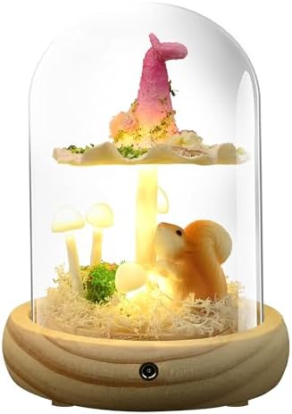 QUELIEN Mushroom Lamp in Glass Dome,Mushroom Gifts for Women - Warm LED Night Light for Bedroom Decor,Birthday Party Decorations,Ideal Birthday Gift Valentines Gift by QUELIEN