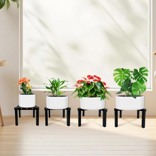 4 Pcs Four Legs Adjustable Metal Plant Stand for 5"-10" Plant Pot – Indoor & Outdoor (Black, 4 Pack) - Image 2
