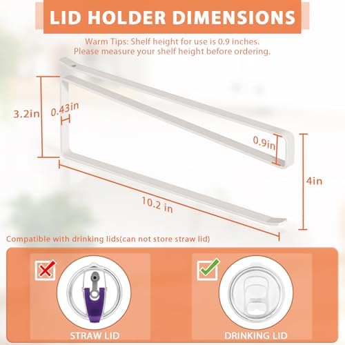 Tumbler Lid Organizer, Versatile Tumbler Lid Storage Holds 10 Lids, White - Image 3