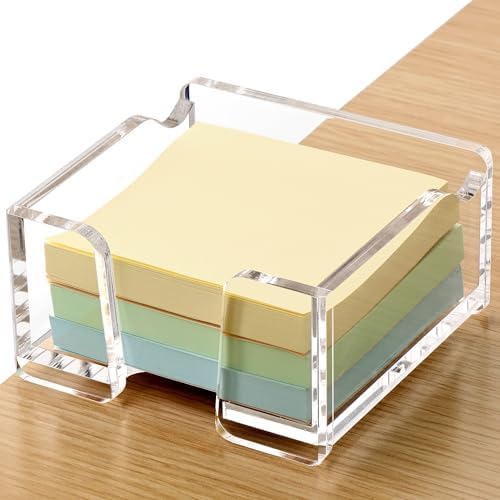 SANRUI Acrylic Sticky Note Holder with Pen Slot for 3x3 Inch Notes, Clear by SANRUI