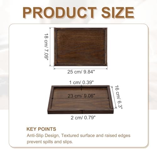 Wooden Serving Tray Rectangular Wood Serving Tray Decorative Platter, 9.8x7.1 Inch Fit for Home Decor Kitchen Coffee Table Candle Holder, (Brown) - Image 2