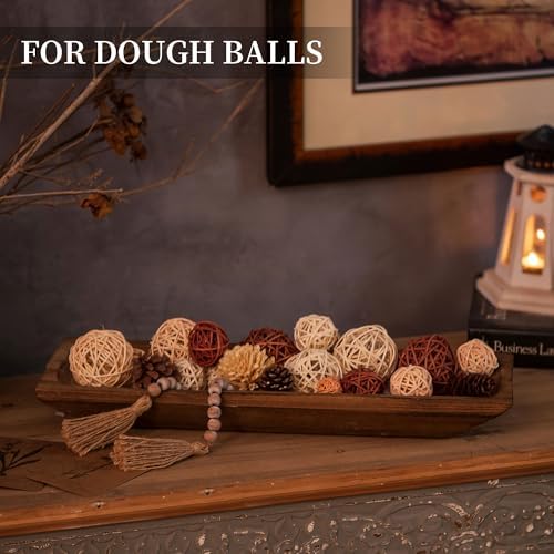 Hanobe Large Wood Decorative Dough Bowl for Coffee Table Decor, 19.6" Brown - Image 3