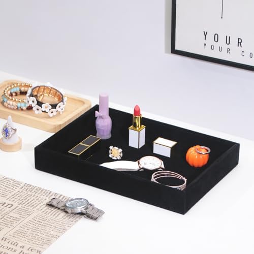 Bedside Organizer Tray, Desktop Storage Tray for Jewelry, Sunglass, Phone, Watch, Perfume,Lipstick, Nightstand Desk-top Catchall, Multi-use Holder Box for Desk Drawer (Black 1Grid) - Image 6