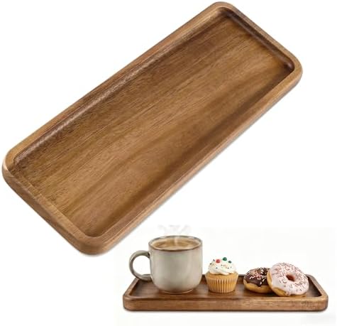 Small Wooden Tray | Acacia Wood Serving Tray Platter Mini Vanity Tray Decor by Unknown