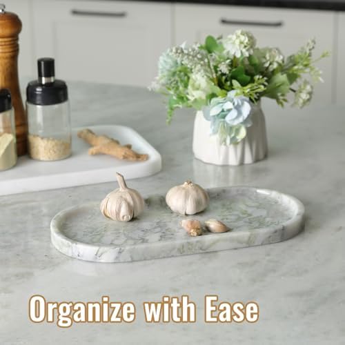 Koville African Natural Marble Tray, 12"x6" Vanity Decorative Tray for Countertop Organizer, Catchall Tray for Perfume, Candles, Jewelry Dish - Image 4
