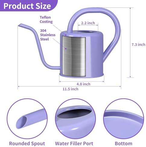 Watering Can, Stainless Steel Watering Can for Indoor & Outdoor Plants, 1L/35oz Long Spout Water Can with Handle, Rust-Proof Plant Watering Pot for House Plants, Garden Flowers - Image 3