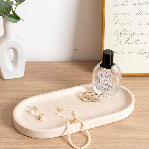 Koville Natural Marble Tray for Bathroom, Vanity Decorative Marble Trays for Countertop Organizer, Catchall Trays for Perfume, Candles, Jewelry, Stone Tray for Decor(Moca Crema Yellow) - Image 6