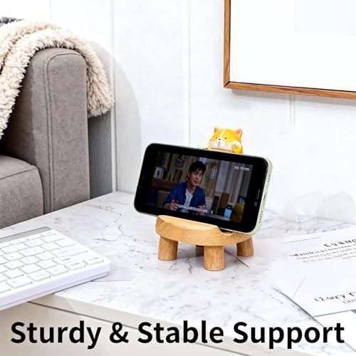 1PCS Cute Dog Wooden Phone Stand – Mini Desktop Holder for All Smartphones, Adorable Home Office Desk Decor Accessory - Image 7