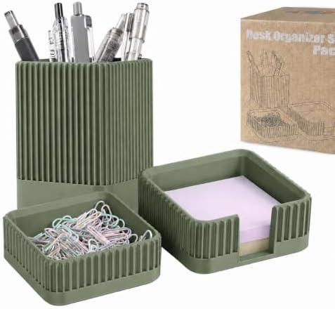 Aesthetic Desk Organizer Set,3-Piece Sturdy Plastic Office Accessories by Unknown
