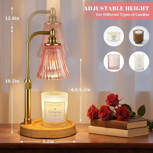 Hong-in Pink Candle Warmer Lamp with Timer Dimmable,Birthday Gifts for Women,Adjustable Height Wax Melt Warmer for Jar Candles,House Warming Gifts New Home,Ideal for Office,Dorm,Bedroom Home Decor - Image 3