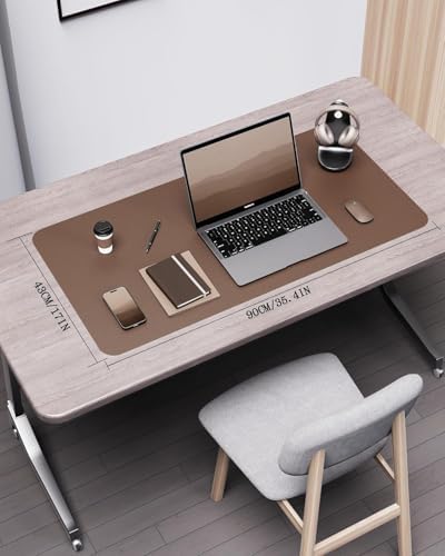 YSAGi Double-Sided Desk Pad, 35.4"x17"Leather Desk Mat, Eco Cork Desk Pad Protector,Large Mouse Pad,Waterproof Desk Blotter for Office/Home(Coffee) - Image 2