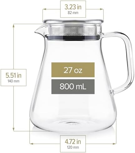 Teabloom One-Touch Tea Maker, 2-in-1 Teapot and Kettle with Stainless Steel Filter Lid for Loose Tea – Stain-Free Borosilicate Glass Teapot (27 Oz) – Tea Connoisseur's Choice (Pack of 2) - Image 6