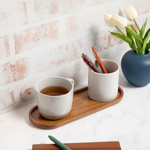 Solid Wood Serving Platters and Trays of Natural Wood with Edge,Rectangular Avoid Sliding and Spilling Food (Acacia Oval Platters 6 Pack) - Image 3