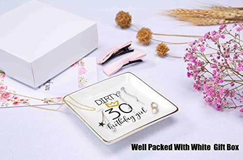 Topthink Dirty 30 Birthday Girl-Funny 30th Birthday Gift for Women,Her,Sister,Daughter,Best Friend,Coworker-Turning Thirty Gift-30 Years Old Present-Ceramic Jewelry Holder Ring Dish Trinket Tray - Image 4