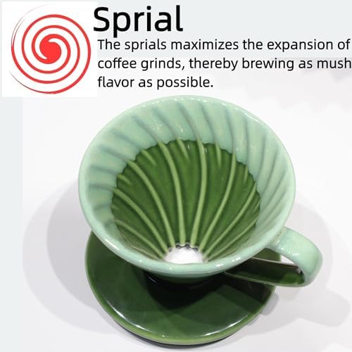 Ceramic Pour Over Coffee Dripper with 50 pcs coffee filters - Portable Drip Coffee Brewer for Travel, Camping, Office or Home - Artisanal Pottery Gift for Enthusiasts - Image 4
