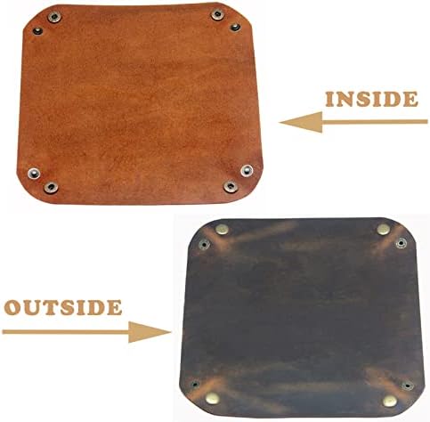 boshiho Valet Tray for Men, Leather Jewelry Catchall Key Phone Coin Box Change Caddy Bedside Storage Box (Dark Brown) - Image 5