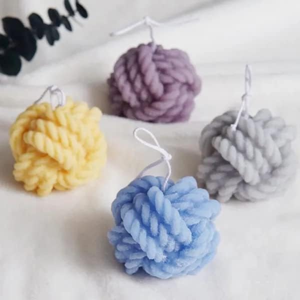 Candle Molds - Silicone Mold for Candles Making, DIY 3D Moulds for Soy Wax, Beeswax, Scented Candle, Valentine's Day Gifts (Knitted Ball) - Image 6