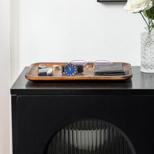 2PCS Serving Wood Valet Tray for Men Women, Catch All Acacia Mens Key Dump Bedside Nightstand Organizer EDC Decorative Wooden Tray for Phone Watch Wallet Keys - Image 6