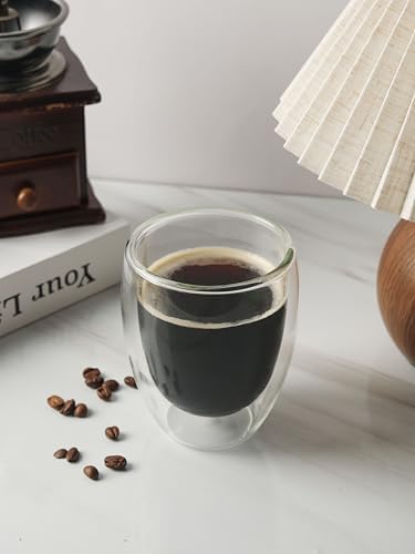 NIRA.Z 4 Pack 11.6oz/343ml Double Wall Glass Coffee Mugs, No Hole Bottom, Insulated Borosilicate Glass Coffee Cups, Clear Mugs for Hot & Cold Beverages, Perfect for Espresso, Latte, Tea, Cappuccino - Image 6