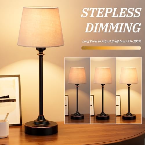 Cordless Table Lamp Rechargeable Bronze - 1 Pack Brass 4000mAH Battery Operated Lamp for Decor, 3000K Stepless Dimming Touch Control Wireless Lamp for Bedroom, Dining Table, Counter, Living Room - Image 3