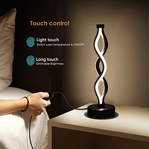 NUÜR Bedside Lamps Set of 2, Black Lamps for Living Room, Dimmable LED Nightstand Lamp, Small Nightstand Lamp for Bedroom, Home, Living Room, Office - Image 3