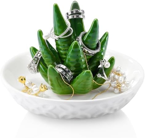 OSOPOLA Ceramic Aloe Jewelry Tray Ring Holder Dish Key Tray by OSOPOLA