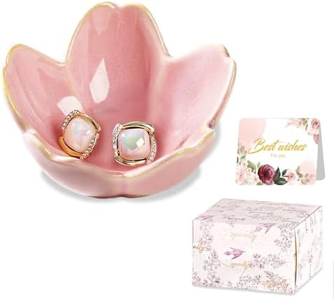 Jewelry Dish Ring Holder Dish Trinket Tray Pink Room Decor Gifts for Women by WELOCMETOBINOSTER