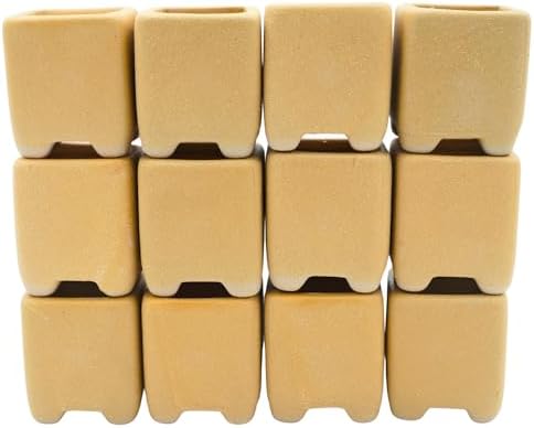 12-Pack 1.6" Modern Square Succulent Pots with Large Drainage Hole - Rustic Morandi Stone Textured Ceramic Planters, Mini Pots for Air Plants, Fairy Gardens (Mustard Yellow) by Unknown