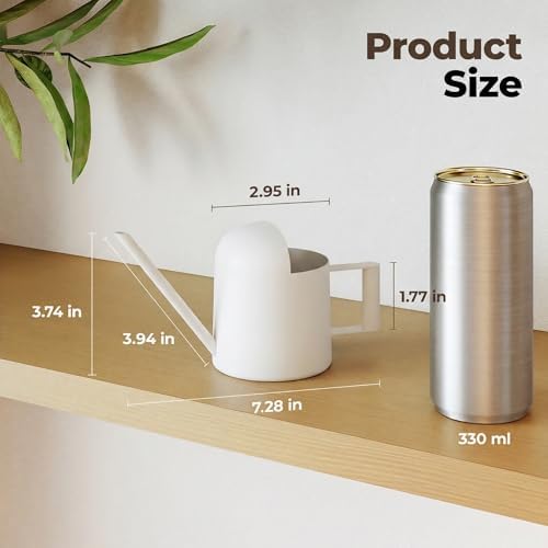 Bamworld Small Watering Can Indoor Outdoor Plant Metal Stainless Steel Long Spoutt Flowers Watering Cans for House Garden Plants 10OZ Watering Bottle Cute Stylish Gardening Decoration(Matte White) - Image 2