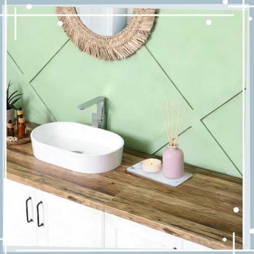 Bathroom Tray Countertop Ceramic Vanity Trays for Bathroom Kitchen Counter Small Marble Print Dresser Decorative Tray for Jewelry Towel Candles Soap Perfume Organizer (White) - Image 4