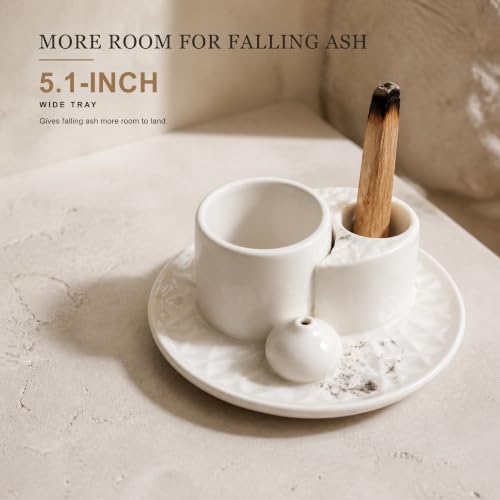 Ceramic Palo Santo and Sage Incense Holder, White - Image 4