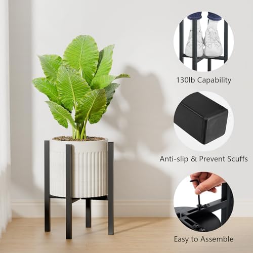 Linpla Adjustable Metal Plant Stand Indoor Outdoor - Fits 8 to 12 Inches Pots - Mid Century Modern Planter Stand Single Floor Flower Pot Holder Home Decor for Gardening Gifts - Image 4