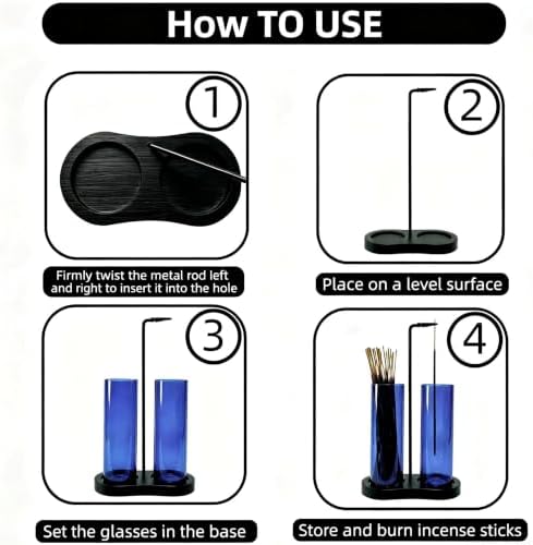 Blue Glass Incense Holder, Incense Burner Holder with Ash Catcher & Storage,Hang Upside Down Incense Holder for Sticks (Blue) - Image 4