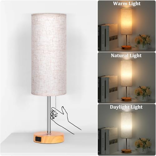 Dott Arts 18" Table Lamp for Bedroom, 3-Color Bedside Lamps with Pull Chain - Image 2