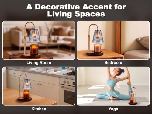 Candle Warmer Lamp with Timer & Dimmer, Adjustable Height Glass Candle Lamp Warmer for Jar Candles, Electric Wax Melt Warmer with 2 Bulbs - Image 6