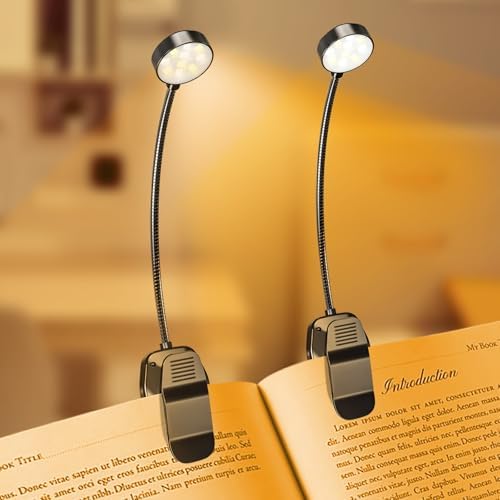 KTEBO 2 Pack Rechargeable Book Light Clip-On Reading Light for Books in Bed by KTEBO