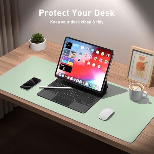 Aothia Large PU Leather Desk Pad Protector – Non-Slip Mouse Pad & Writing Mat for Office/Home, Waterproof, Easy to Clean (31.5" x 15.7", Aqua) - Image 4